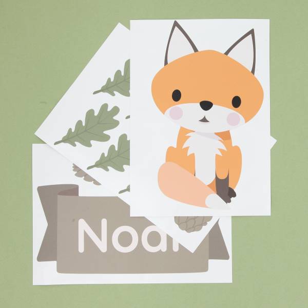 tür sticker, aufkleber und türaufkleber mit name für das kinderzimmer mit Fuchs