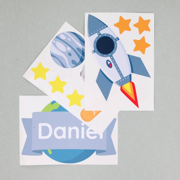 tür sticker, aufkleber und türaufkleber mit name für das kinderzimmer mit Rakete