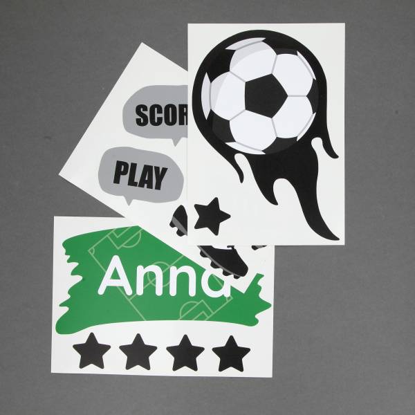 tür sticker, aufkleber und türaufkleber mit name für das kinderzimmer mit Fußball