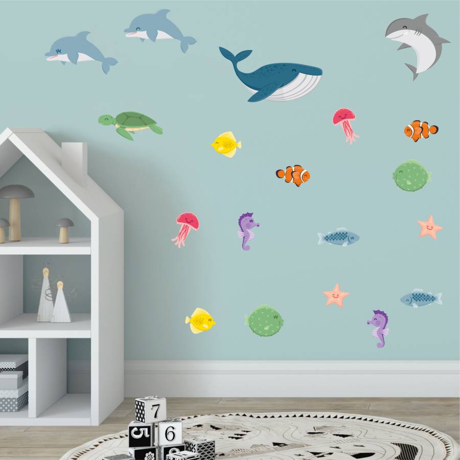 Meereswelten Wandsticker 🐋 Perfekt für das Kinderzimmer