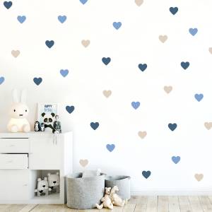 Wandsticker Herzen in blau oder beige