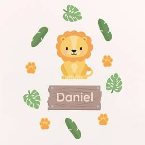 Tür-Sticker, türaufkleber für das Kinderzimmer mit Löwe und namen