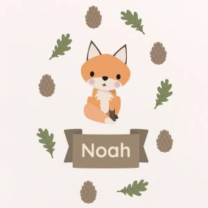 tür-sticker, tür-aufkleber für das kinderzimmer mit fuchs und namen