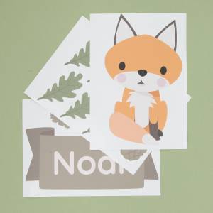 tür-sticker, tür-aufkleber für das kinderzimmer mit blättern und namen