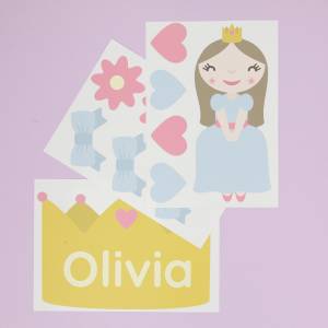 Tür Sticker, tür aufkleber für das Kinderzimmer mit prinzessin und blumen