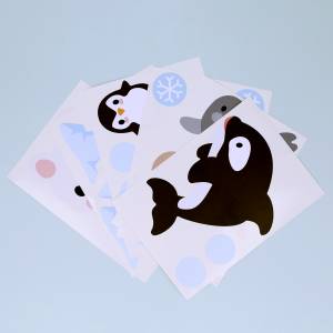 Wandsticker mit Pinguinen, Polarfuchs, Walross und Eisbär