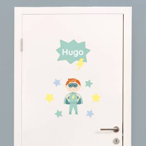 tür-sticker, tür-aufkleber für das kinderzimmer mit Tür und Superheld