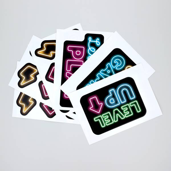 Wandsticker in Neon mit Gaming-Motiven