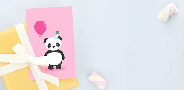 Süße Geburtstagskarten für Kinder mit Tiermotiven, einschließlich Panda, Schwein und Löwe, perfekt für Kinderparty und Geschenke.
