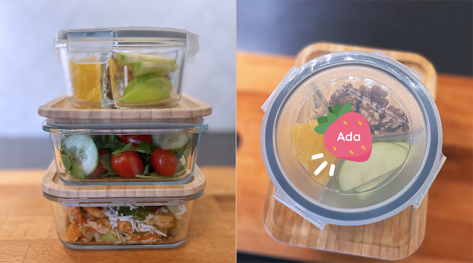 Meal Prep Brotdosen mit Namensaufklebern von Klebekerlchen